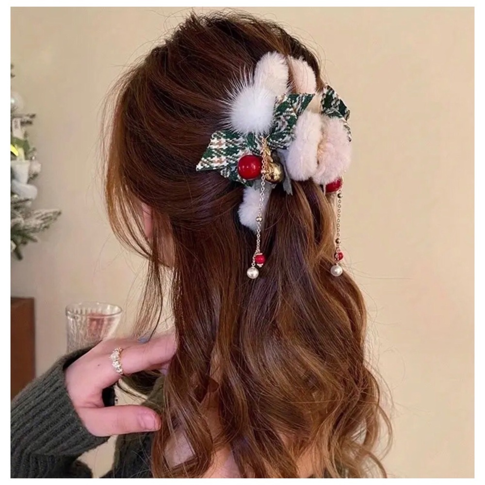 CHRISTMAS BOW HAIR CLIP